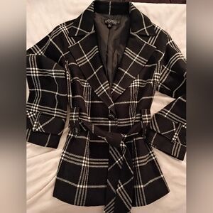 Kasper Black and White Plaid Jacket